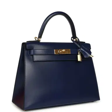 HERMÈS Pre-owned Hermes Kelly Sellier 28 Bleu Saphir Box Gold Hardware | Thumbnail 2 HERMÈS Pre-owned Hermes Kelly Sellier 28 Bleu Saphir Box Gold Hardware | Thumbnail 2