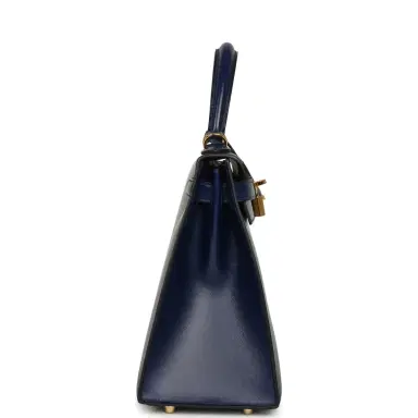 HERMÈS Pre-owned Hermes Kelly Sellier 28 Bleu Saphir Box Gold Hardware | Thumbnail 3 HERMÈS Pre-owned Hermes Kelly Sellier 28 Bleu Saphir Box Gold Hardware | Thumbnail 3