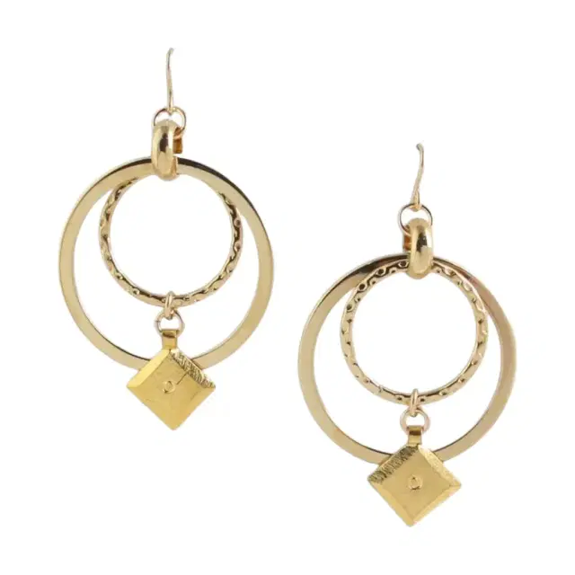 Devon Leigh Devon Leigh 18K Yellow Gold Plated Brass & 14K Yellow Gold Dangle Earrings by The Solist