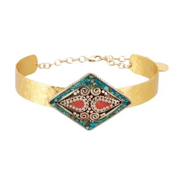 Devon Leigh Devon Leigh 18K Yellow Gold Plated Brass Multi-Gemstone Choker Necklace by The Solist