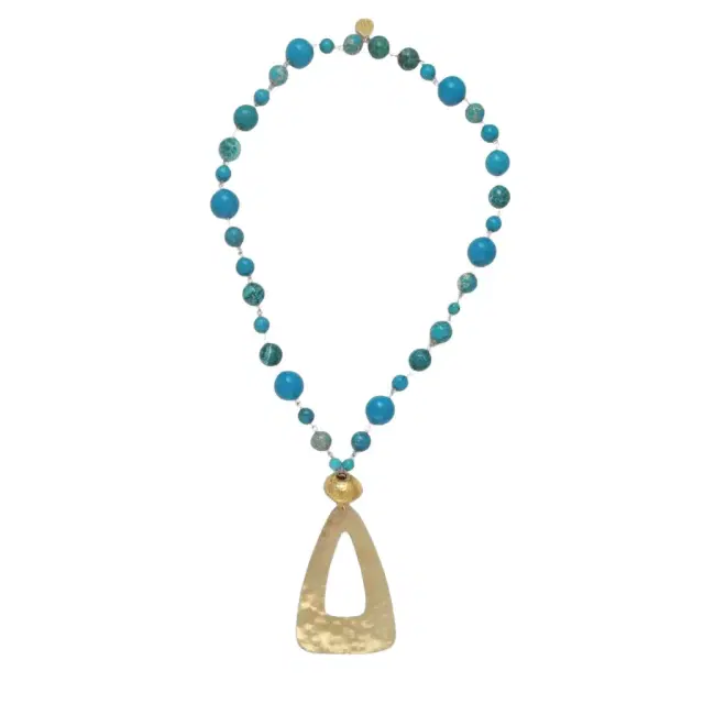 Devon Leigh Devon Leigh 18K Yellow Gold Plated Brass Multi-Gemstone Pendant Necklace by The Solist