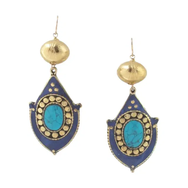 Devon Leigh Devon Leigh 18K Yellow Gold Plated Brass Multistone Dangle Earrings by The Solist