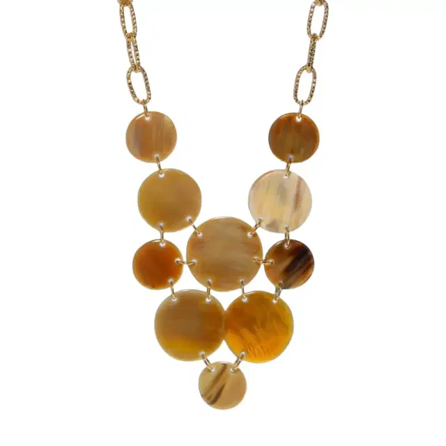Devon Leigh Devon Leigh 24K Yellow Gold Plated Brass & Buffalo Horn Bib Necklace by The Solist