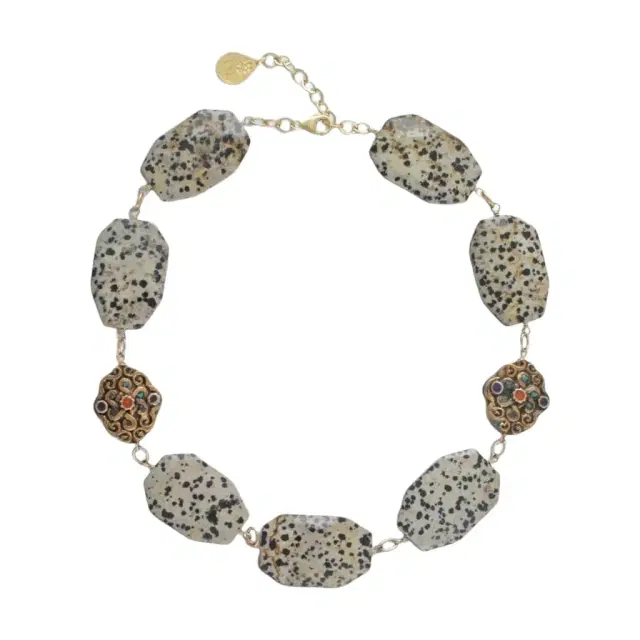 Devon Leigh Devon Leigh 24K Yellow Gold Plated Brass Multi-Gemstone Collar Necklace by The Solist
