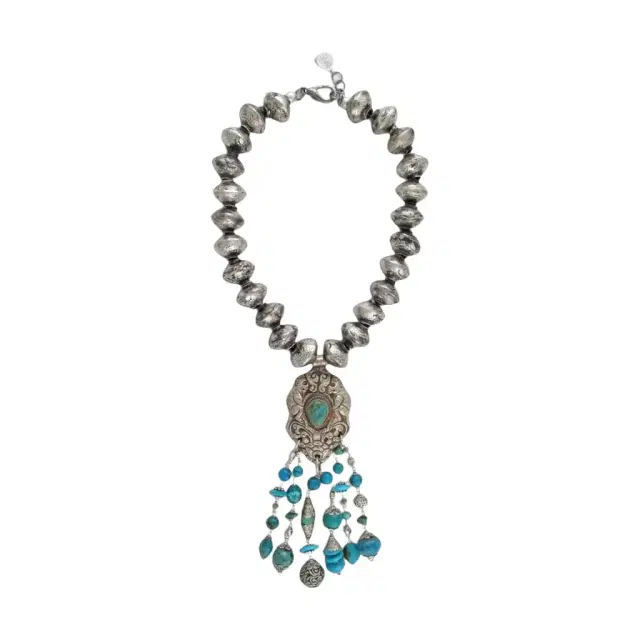 Devon Leigh Devon Leigh Brass Turquoise Pendant Necklace by The Solist