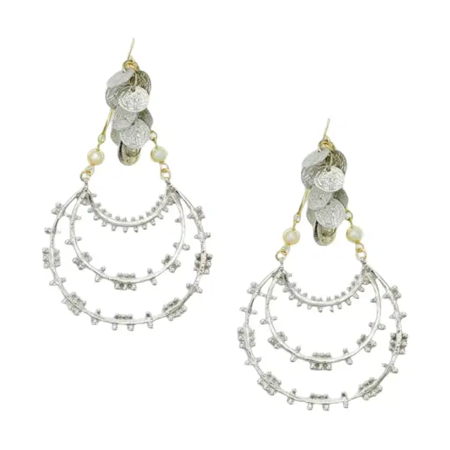 Devon Leigh Devon Leigh Rhodium Plated Brass & 14K Yellow Gold Pearl Dangle Earrings by The Solist
