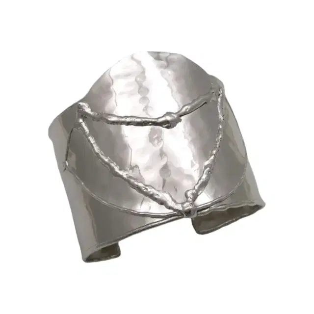 Devon Leigh Devon Leigh Rhodium Plated Brass Hammered Cuff Bracelet by The Solist