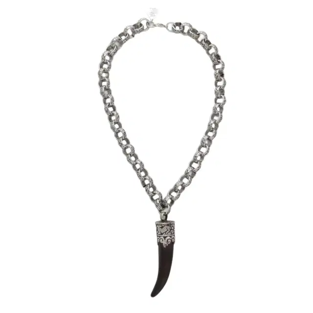 Devon Leigh Devon Leigh Silver Plated Brass Buffalo Horn Pendant Necklace by The Solist