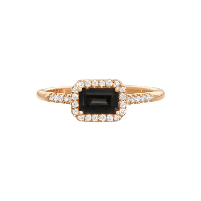 Suzanne Kalan Suzanne Kalan 14K Rose Gold Diamond & Black Night Quartz Ring Sz. 6.5 by The Solist