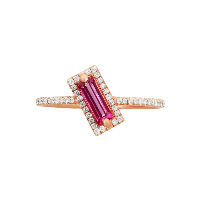 Suzanne Kalan Suzanne Kalan 14K Rose Gold Diamond & Pink Topaz Ring Sz. 6.5 by The Solist