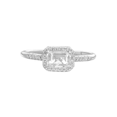 Suzanne Kalan Suzanne Kalan 14K White Gold Diamond & White Topaz Ring PR530-WGWT - by The Solist | Thumbnail 1