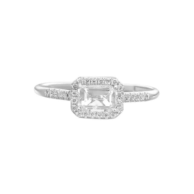 Suzanne Kalan Suzanne Kalan 14K White Gold Diamond & White Topaz Ring PR530-WGWT - by The Solist
