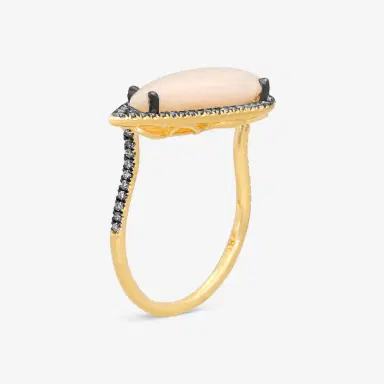 Suzanne Kalan Suzanne Kalan 18K Yellow Gold Diamond & Pink Opal Ring Sz. 6.5 by The Solist | Thumbnail 2