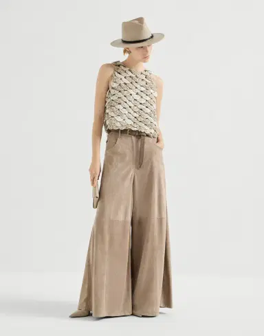 Brunello Cucinelli Handmade Dazzling Shell OPERA knit top in jute and cotton | Thumbnail 5