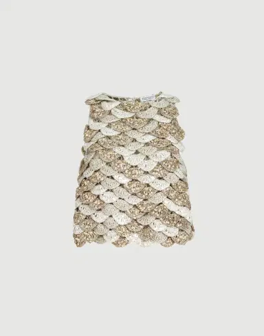 Brunello Cucinelli Handmade Dazzling Shell OPERA knit top in jute and cotton | Thumbnail 6