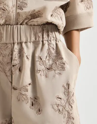 Brunello Cucinelli Cotton organza shorts with dazzling broderie anglaise | Thumbnail 3 Brunello Cucinelli Cotton organza shorts with dazzling broderie anglaise | Thumbnail 3