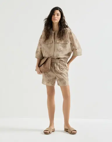 Brunello Cucinelli Cotton organza shorts with dazzling broderie anglaise | Thumbnail 5 Brunello Cucinelli Cotton organza shorts with dazzling broderie anglaise | Thumbnail 5