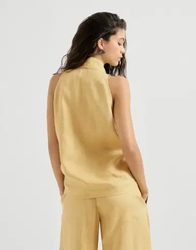 Brunello Cucinelli Linen wrap effect vest with monili | Thumbnail 2 Brunello Cucinelli Linen wrap effect vest with monili | Thumbnail 2