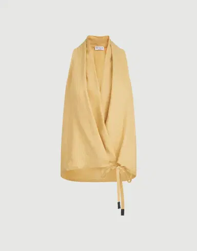 Brunello Cucinelli Linen wrap effect vest with monili | Thumbnail 6 Brunello Cucinelli Linen wrap effect vest with monili | Thumbnail 6