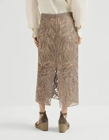 Brunello Cucinelli Linen and cotton dazzling cacao leaves embroidery skirt | Thumbnail 2 Brunello Cucinelli Linen and cotton dazzling cacao leaves embroidery skirt | Thumbnail 2