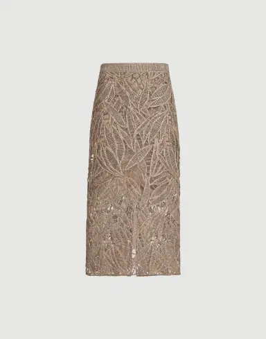 Brunello Cucinelli Linen and cotton dazzling cacao leaves embroidery skirt | Thumbnail 6 Brunello Cucinelli Linen and cotton dazzling cacao leaves embroidery skirt | Thumbnail 6