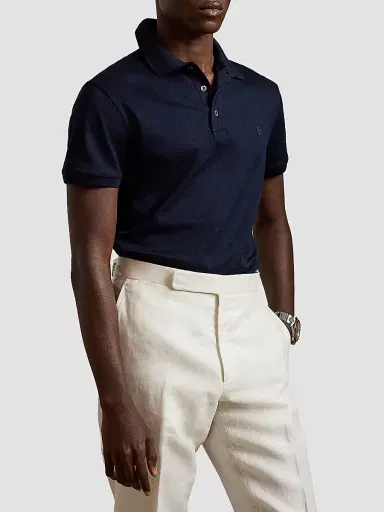Ralph Lauren Purple Label Men's RL Cotton Piqué Polo Shirt - Classic Chairman Navy | Thumbnail 3