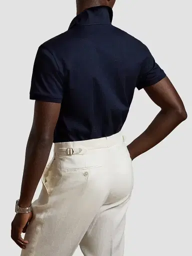 Ralph Lauren Purple Label Men's RL Cotton Piqué Polo Shirt - Classic Chairman Navy | Thumbnail 4