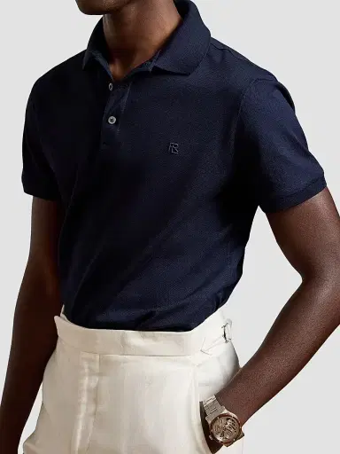 Ralph Lauren Purple Label Men's RL Cotton Piqué Polo Shirt - Classic Chairman Navy | Thumbnail 5