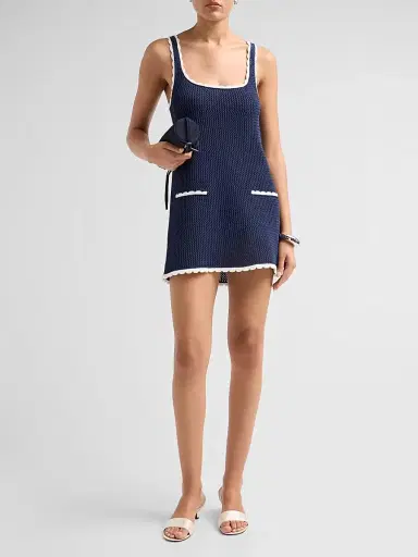SEROYA Women's Brianna Two-Tone Knit Mini Dress - Navy Eggshell | Thumbnail 2