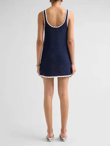 SEROYA Women's Brianna Two-Tone Knit Mini Dress - Navy Eggshell | Thumbnail 3