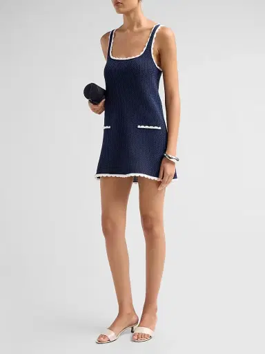 SEROYA Women's Brianna Two-Tone Knit Mini Dress - Navy Eggshell | Thumbnail 4