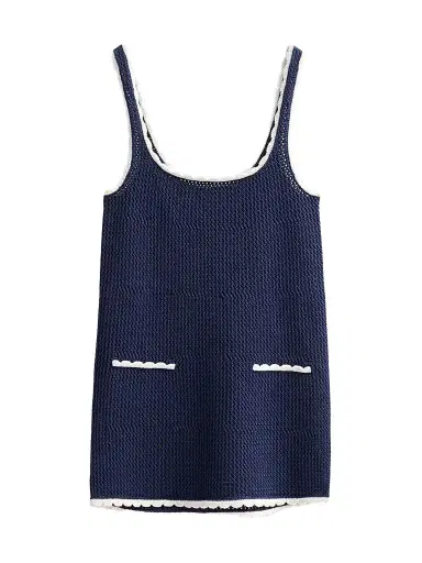 SEROYA Women's Brianna Two-Tone Knit Mini Dress - Navy Eggshell | Thumbnail 1