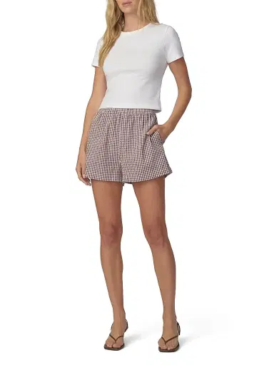 Joe's Jeans Women's The Boxer Gingham-Check Cotton-Blend Shorts - Macchiato Gingham - Size XS | Thumbnail 2