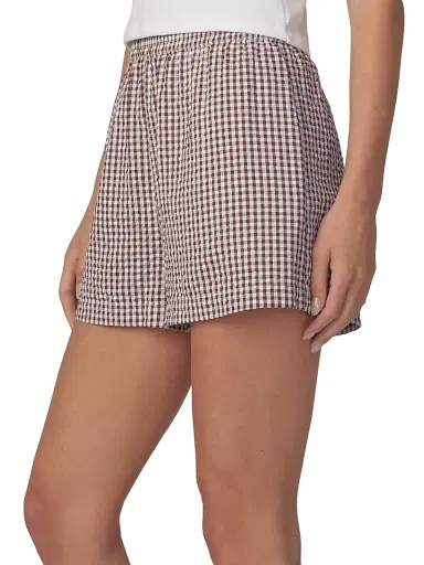 Joe's Jeans Women's The Boxer Gingham-Check Cotton-Blend Shorts - Macchiato Gingham - Size XS | Thumbnail 4