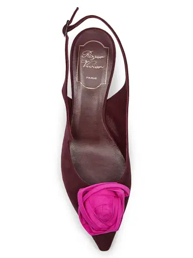 Roger Vivier Women's I Love Vivier 45MM Rose Suede Slingback Pumps | Thumbnail 4 Roger Vivier Women's I Love Vivier 45MM Rose Suede Slingback Pumps | Thumbnail 4