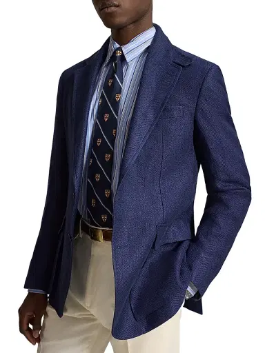 Polo Ralph Lauren Men's RL 67 Tonal Herringbone Sport Coat - Navy - Size 42 | Thumbnail 3