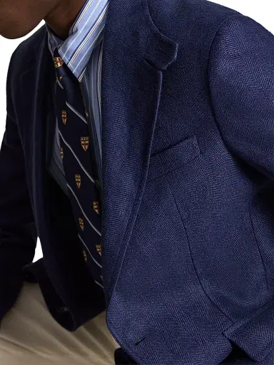 Polo Ralph Lauren Men's RL 67 Tonal Herringbone Sport Coat - Navy - Size 42 | Thumbnail 5