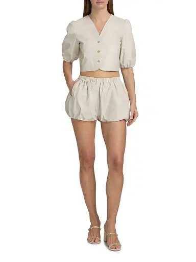 LAMARQUE Women's Daisy Leather Bloomer Shorts | Thumbnail 2