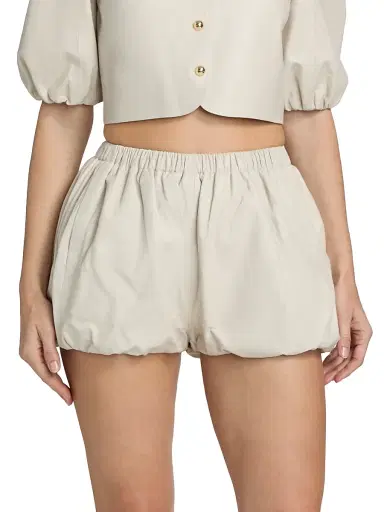 LAMARQUE Women's Daisy Leather Bloomer Shorts | Thumbnail 3