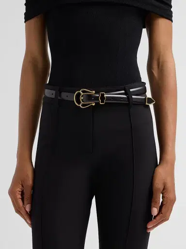 Déhanche Women's Santo Leather Belt with Enamel Buckle - Black Gold - Size XL | Thumbnail 2 Déhanche Women's Santo Leather Belt with Enamel Buckle - Black Gold - Size XL | Thumbnail 2