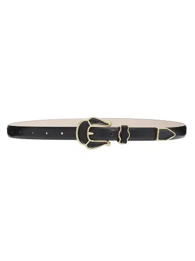Déhanche Women's Santo Leather Belt with Enamel Buckle - Black Gold - Size XL | Thumbnail 1 Déhanche Women's Santo Leather Belt with Enamel Buckle - Black Gold - Size XL | Thumbnail 1