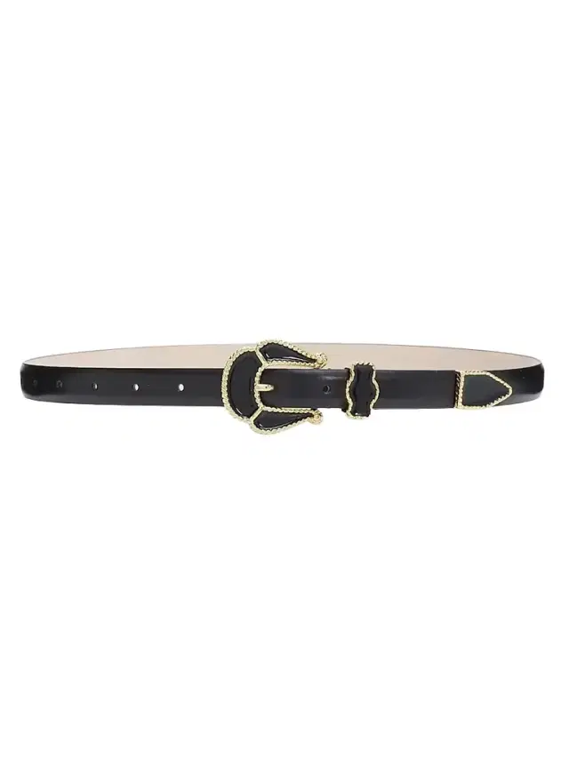 Déhanche Women's Santo Leather Belt with Enamel Buckle - Black Gold