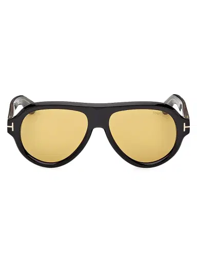 Tom Ford Men's Icon 56MM Aviator Sunglasses - Shiny Black Vicuna | Thumbnail 2
