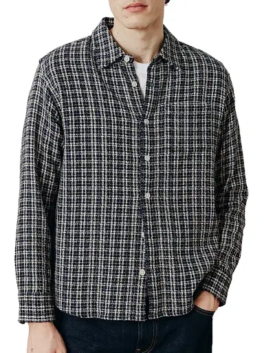 Corridor Men's Snow Check Reverse Tweed Shirt - Blue - Size XS | Thumbnail 3 Corridor Men's Snow Check Reverse Tweed Shirt - Blue - Size XS | Thumbnail 3