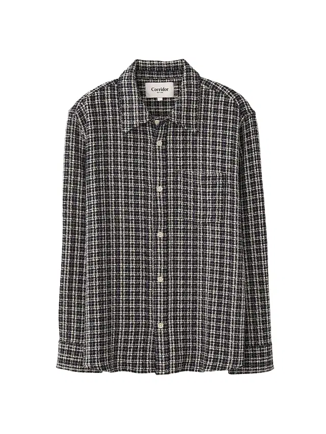 Men's Snow Check Reverse Tweed Shirt - Blue - Size XS