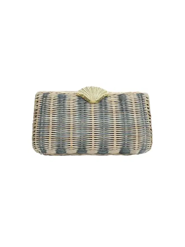 Women's Summer 2026 The Classica Striped Rattan Clutch - Blue