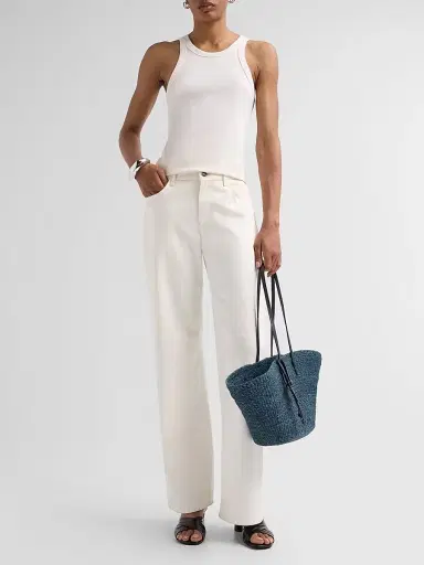 POOLSIDE Women's Summer 2026 The East West Charm Straw Tote Bag | Thumbnail 5