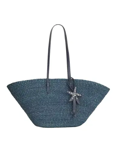 POOLSIDE Women's Summer 2026 The East West Charm Straw Tote Bag | Thumbnail 1