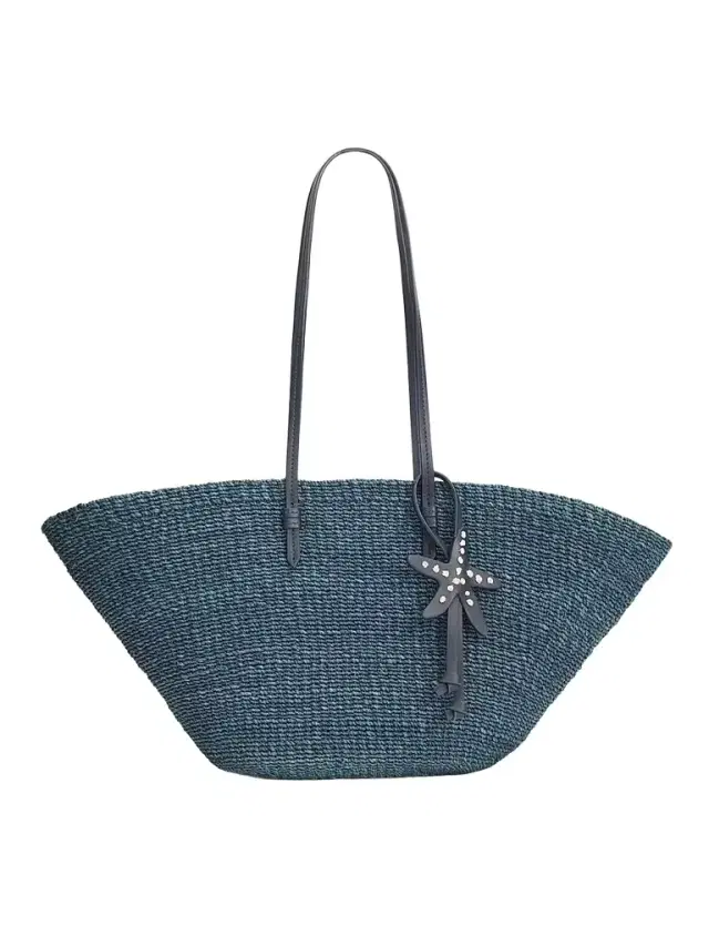 Women's Summer 2026 The East West Charm Straw Tote Bag - Navy