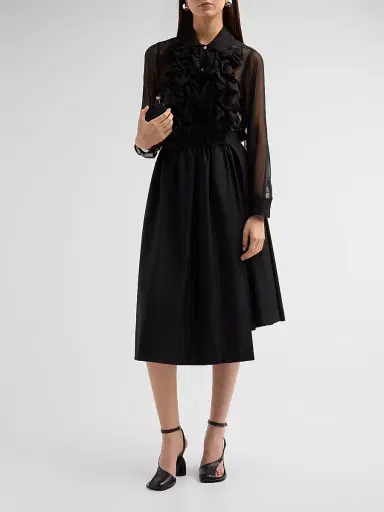 Comme des Garçons Women's Georgette Ruffle Sheer Blouse - Black - Size XS | Thumbnail 2 Comme des Garçons Women's Georgette Ruffle Sheer Blouse - Black - Size XS | Thumbnail 2